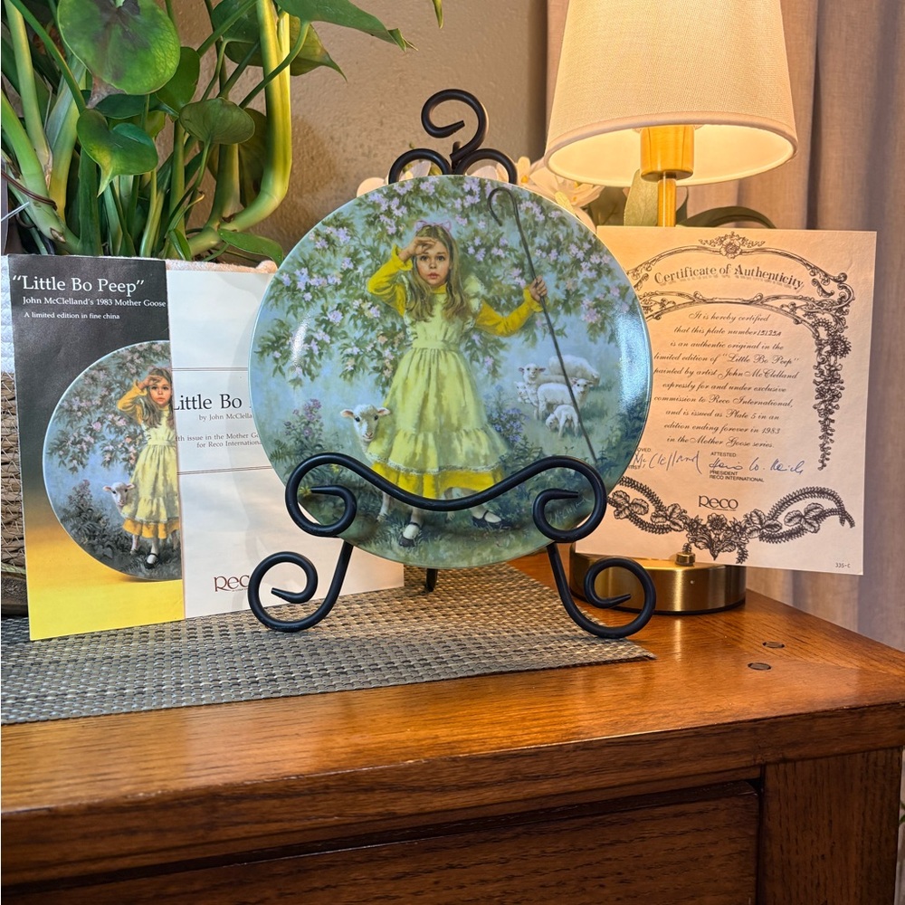 Little Bo Peep Limited Edition Plate – John McClelland 1983 RECO w/ Box & COA - Picture 3 of 3